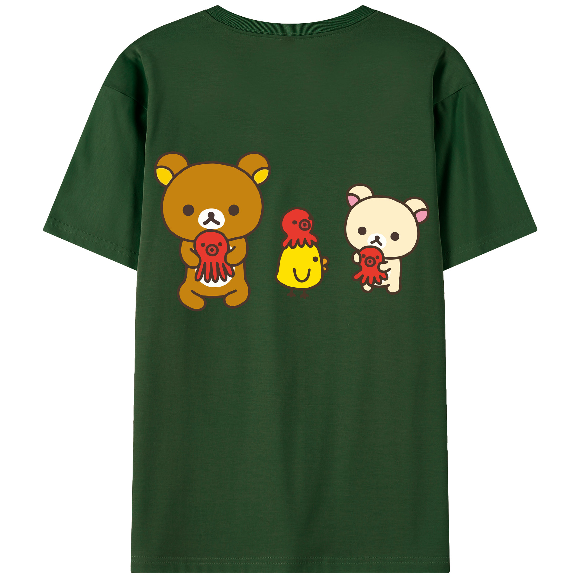 （画像用） リラックマ リラックマ キイロイトリ Rilakkuma Korilakkuma Kiiroitori 綿100％半袖Tシャツ（背面プリント）